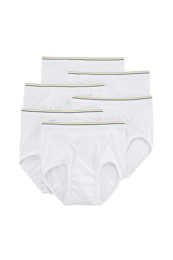 Stafford 6 Pair Blended Cotton Full-Cut White Briefs - Size 38