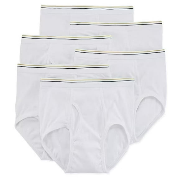 Stafford 6 Pair Blended Cotton Full-Cut White Briefs - Size 54