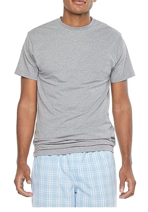 Stafford Dry + Cool Breathable Mesh Mens 4 Pack Short Sleeve Crew Neck Moisture Wicking T-Shirt Tall Black/Gray