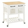 thumbnail image 1 of Stafford Engineered Wood Kitchen Cart with Wood Top and White Base, 1 of 12