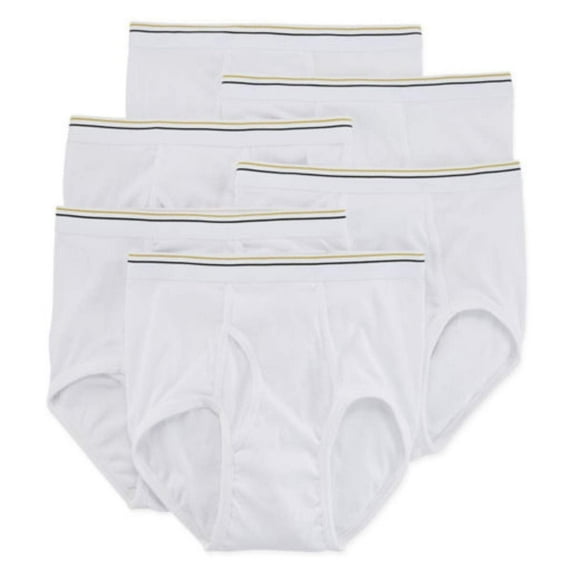 Stafford Men's 6-Pack 100% Cotton Full-Cut Briefs, Size 44 White