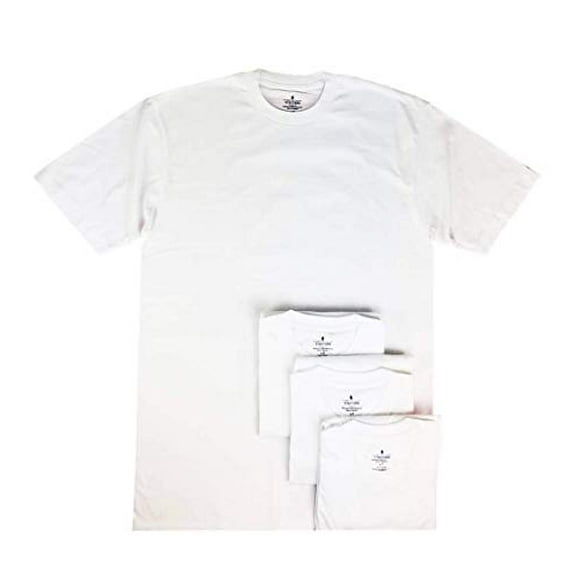 Stafford Mens Tall/Extra Tall 100% Heavy Weight Cotton Crew Neck Undershirt, White, Short Sleeve, 4 Pack