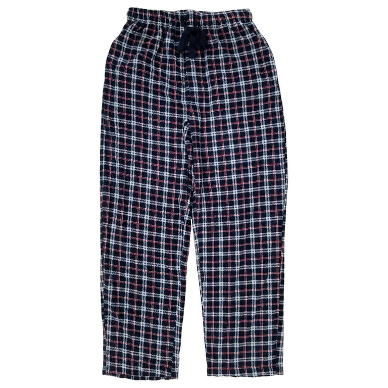 Stafford Mens Red White & Blue Plaid Fleece Sleep Pants Pajama Bottoms S 