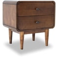 thumbnail image 1 of Stafford Mid-Century Modern Rectangular Solid Wood 2-Drawer NightStand  in Brown, 1 of 7