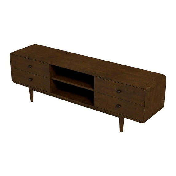 Stafford Mid-Century Modern Solid Wood Brown Tv Stand for 35/72 inch TV