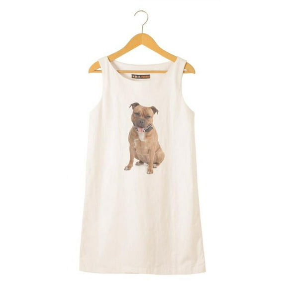 Staffordshire Bull Printed Vintage 100% Cotton Linen Mini Shift Dress WDS_01 10