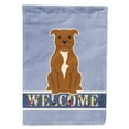 thumbnail image 1 of Staffordshire Bull Terrier Brown Welcome Garden Size Flag, 1 of 1