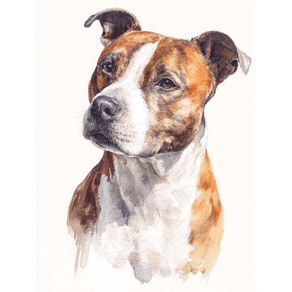 Staffordshire Bull Terrier Canvas Print, Classic Dog Portrait Wall Art for Living Room, Bedroom & Apartment