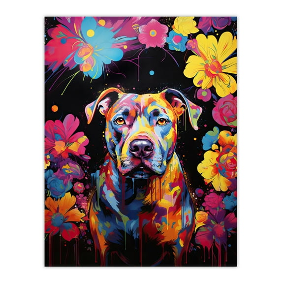Staffordshire Bull Terrier Dog Lover Gift Pet Portrait Vibrant Blue Orange Purple Artwork Painting Extra Large XL Wall Art Poster Print