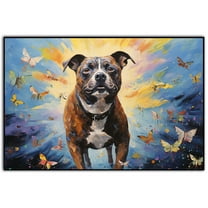 Staffordshire Bull Terrier Dog Painting Memorial Canvas, Dog Breeds Canvas, Pet Loss Canvas, Gifts for Dog Lovers, Sympathy Gift/Memorial Ornament Loss of Pet - bathroom wall art