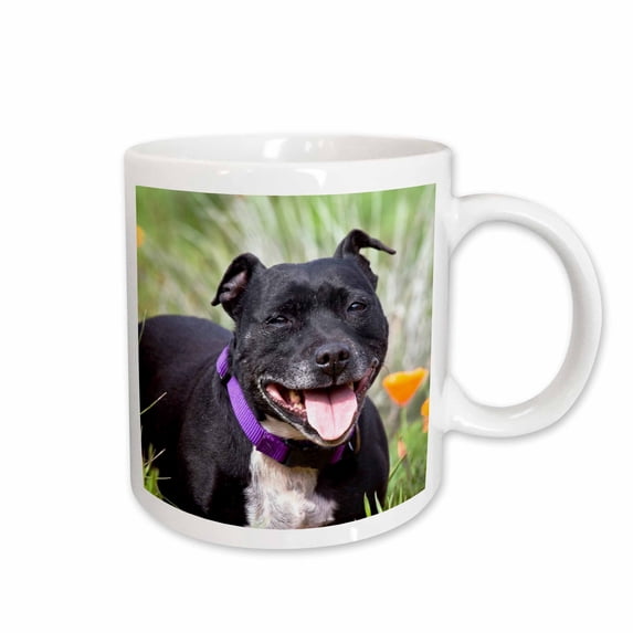 3drose, Staffordshire Bull Terrier Dog, Poppies - Us05 Zmu0314 - Zandria Muench Beraldo, 11oz Mug
