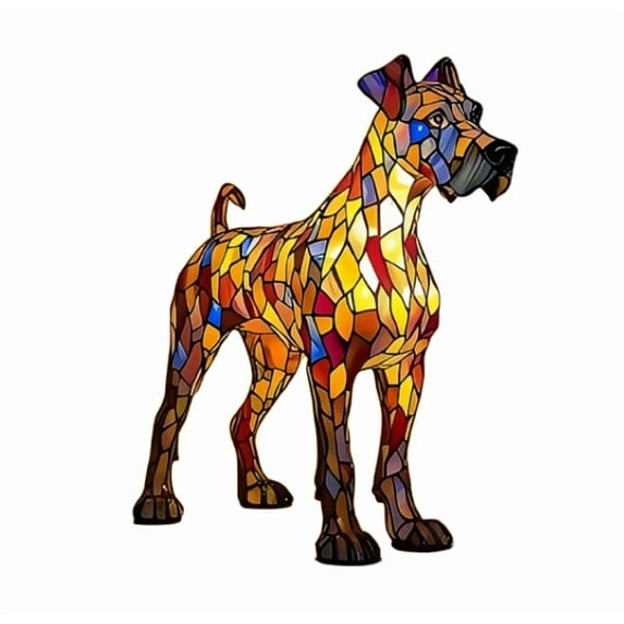 Staffordshire Bull Terrier Lamp Stained Glass, Dog Series Art Night Light, Stained Resin Tabletop Lamp, Pet Pug Dog Themed LED Table Light, Fun Gift for Dogs Lovers 5.91"