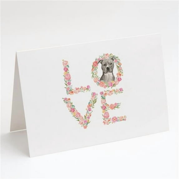 Staffordshire Bull Terrier Love Greeting Cards and Envelopes Pack of 8 7 in x 5 in