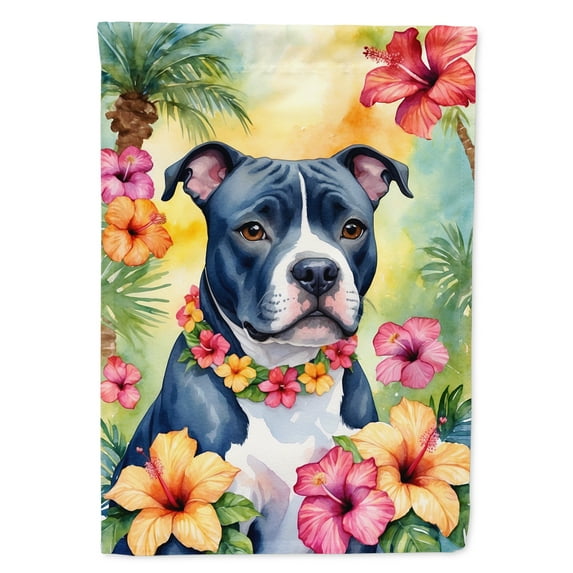 Staffordshire Bull Terrier Luau House Flag