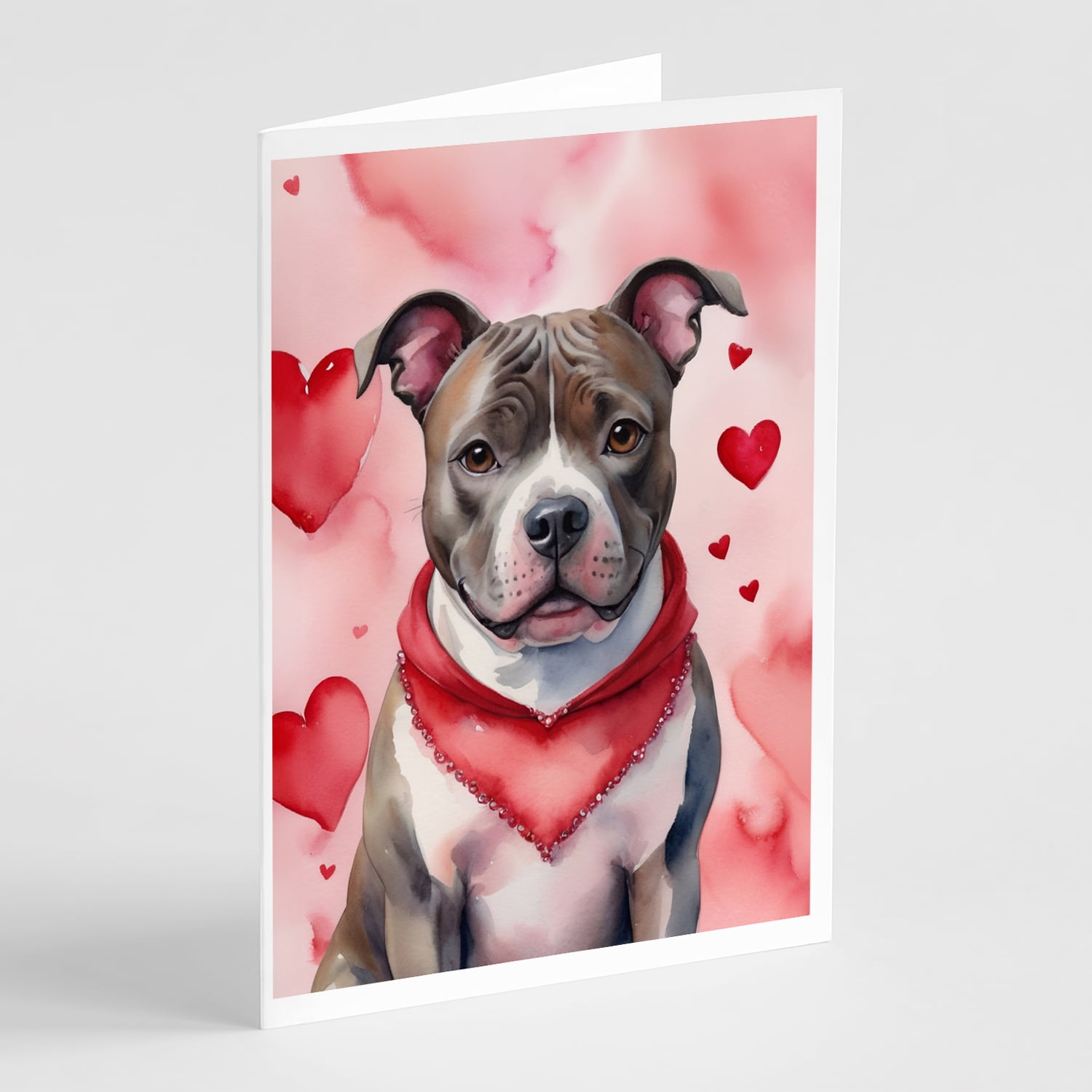 Staffordshire Bull Terrier My Valentine Greeting Cards Pack of 8 7 in x 5 in