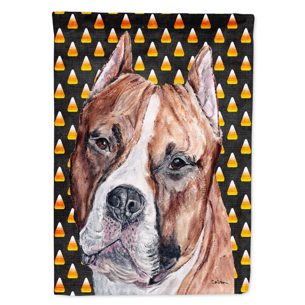Staffordshire Bull Terrier Staffie Candy Corn Halloween Flag Canvas House Size