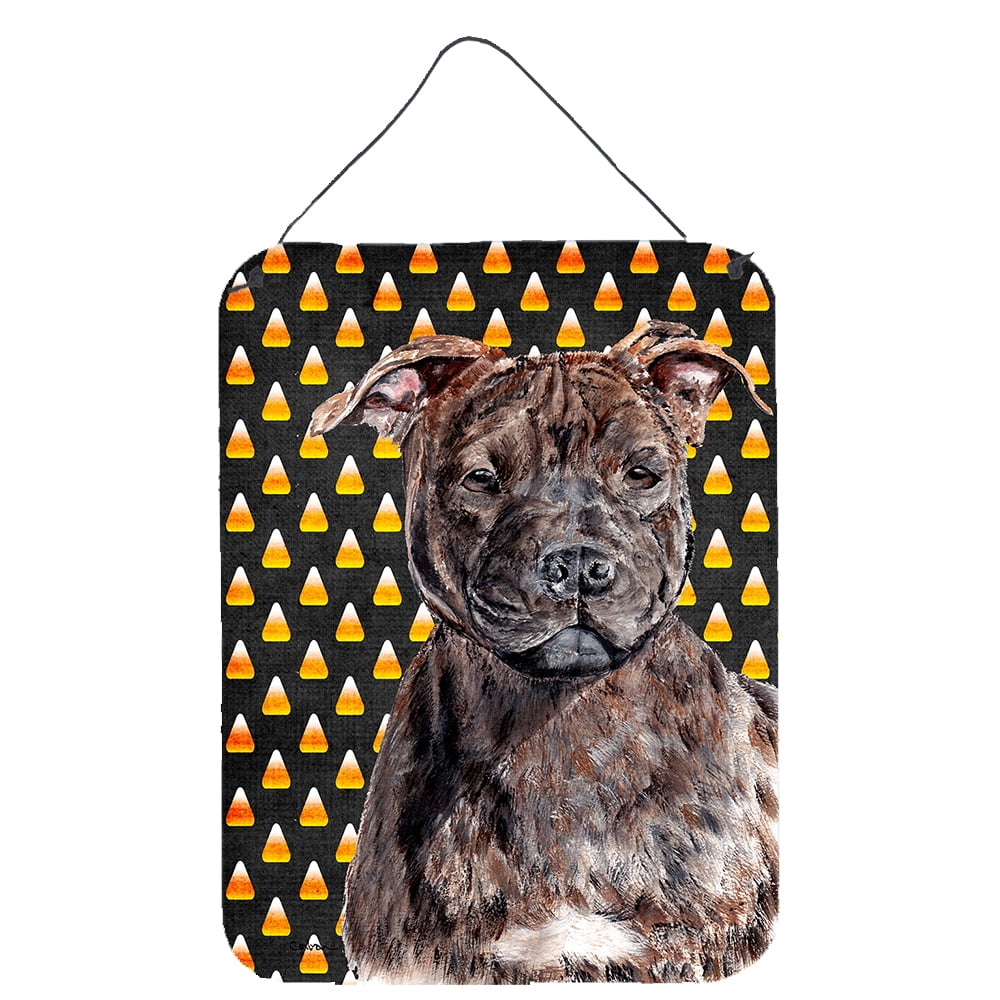 Staffordshire Bull Terrier Staffie Candy Corn Halloween Wall or Door Hanging Prints