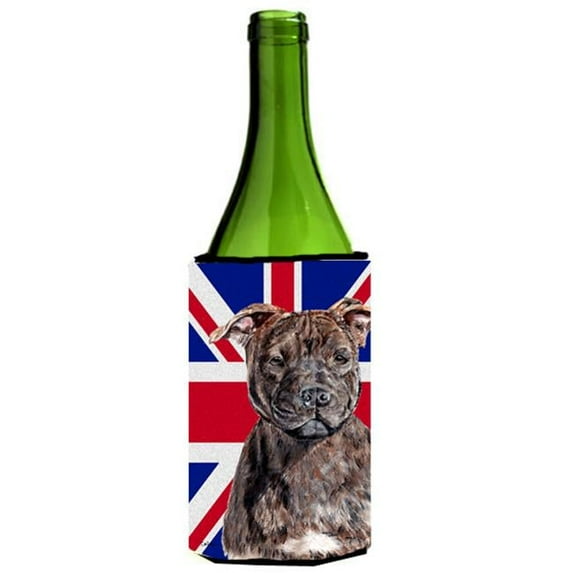 Staffordshire Bull Terrier Staffie With English Union Jack British Flag Wine bottle sleeve Hugger - 24 Oz.