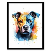 Staffordshire Bull Terrier Staffy Lovers Gift Watercolour Pet Portrait Painting Artwork Art Print Framed Poster Wall Decor 12x16 inch