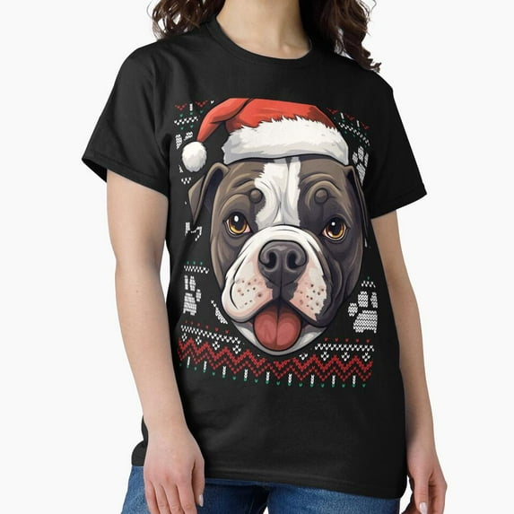 Staffordshire Bull Terrier Ugly Sweater Festive Christmas Dog Art Unisex T-Shirt, up to size 5XL