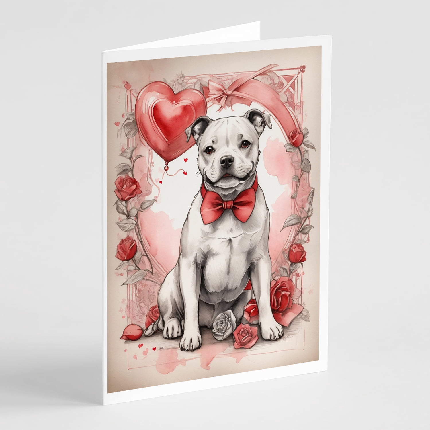 Staffordshire Bull Terrier Valentine Roses Greeting Cards Pack of 8 7 ...