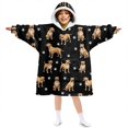 thumbnail image 1 of Staffordshire Terrier and Dog Paw Print Lamb Fleece Blanket Hoodies for Teens ,Teens Oversize Sherpa Wearable Hooded Blanket Sweatshirt with Super Pockets, 1 of 6