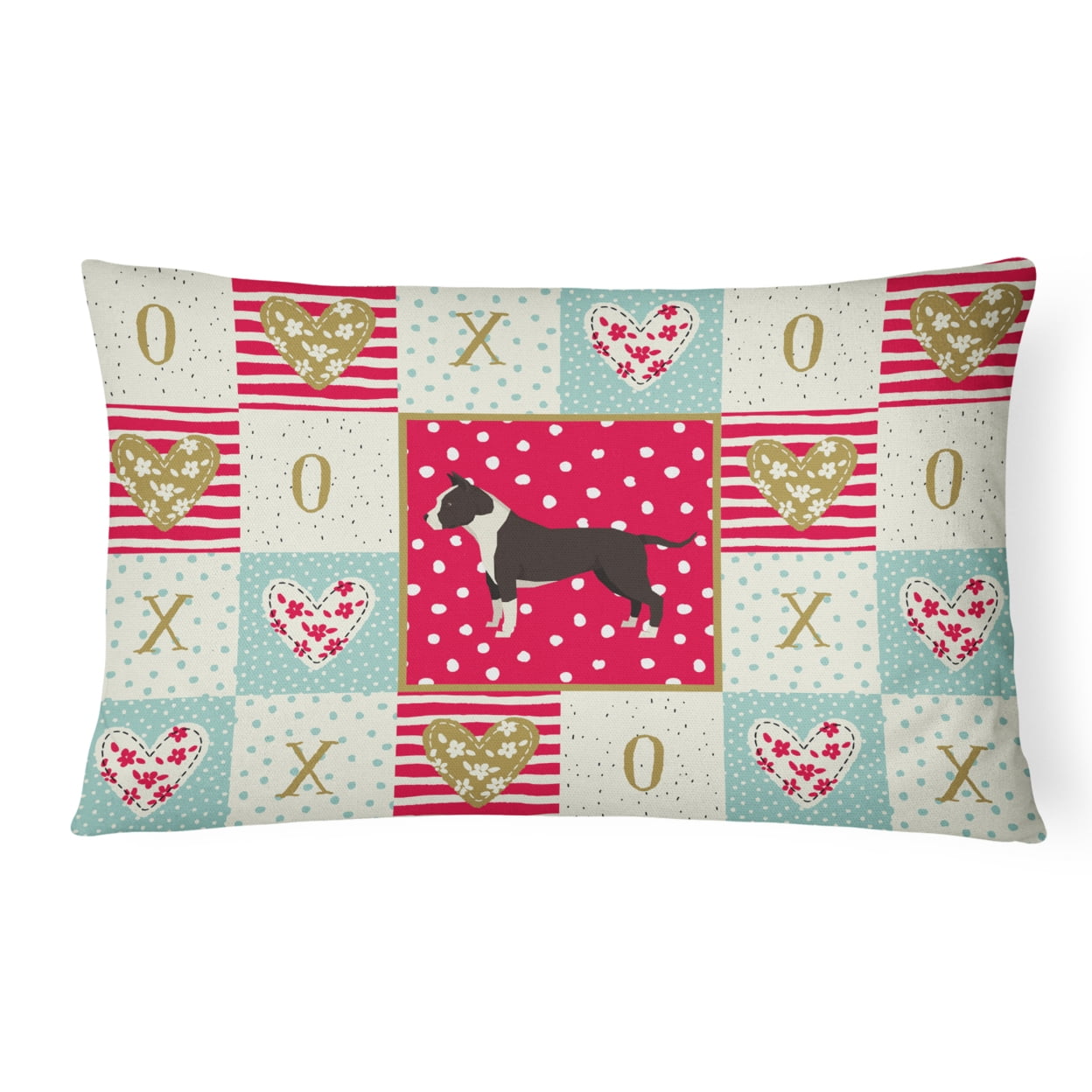 Staffordshire Terrier Love Canvas Fabric Decorative Pillow