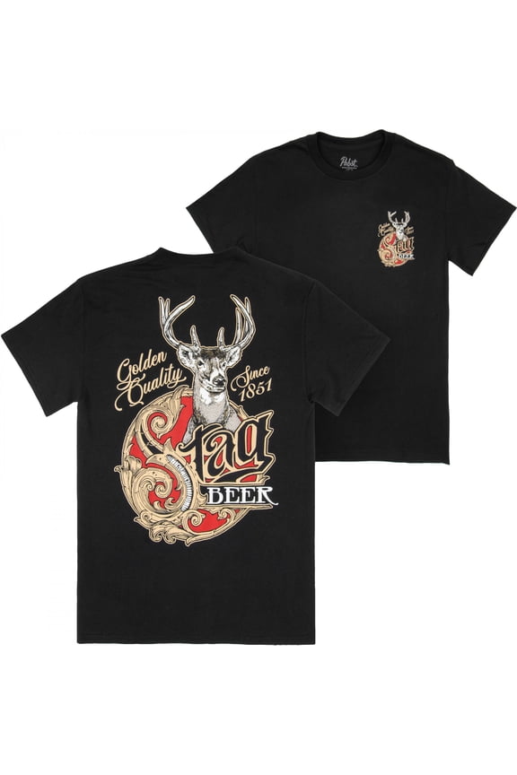 Beer Logo Black Front and Back Print T-Shirt-Large