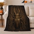 thumbnail image 1 of Stag Beetle with Gold Gear Details, Dramatic Steampunk Style for Insect Lovers, Dark Mechanical Beetle Motif and Birthday Gift, Soft Flannel Blanket for Study Room and Bedroom, Home Decor, 1 of 9