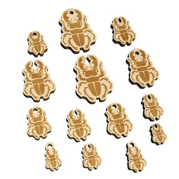 Stag Beetle Wood Mini Charms Shapes DIY Craft Jewelry - With Hole - 16mm (22pcs)