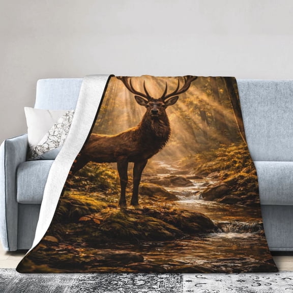 Stag Blanket Cozy Soft Throw Blanket for Home Decor Majestic Deer Wildlife Gift for Nature Lovers 50x40