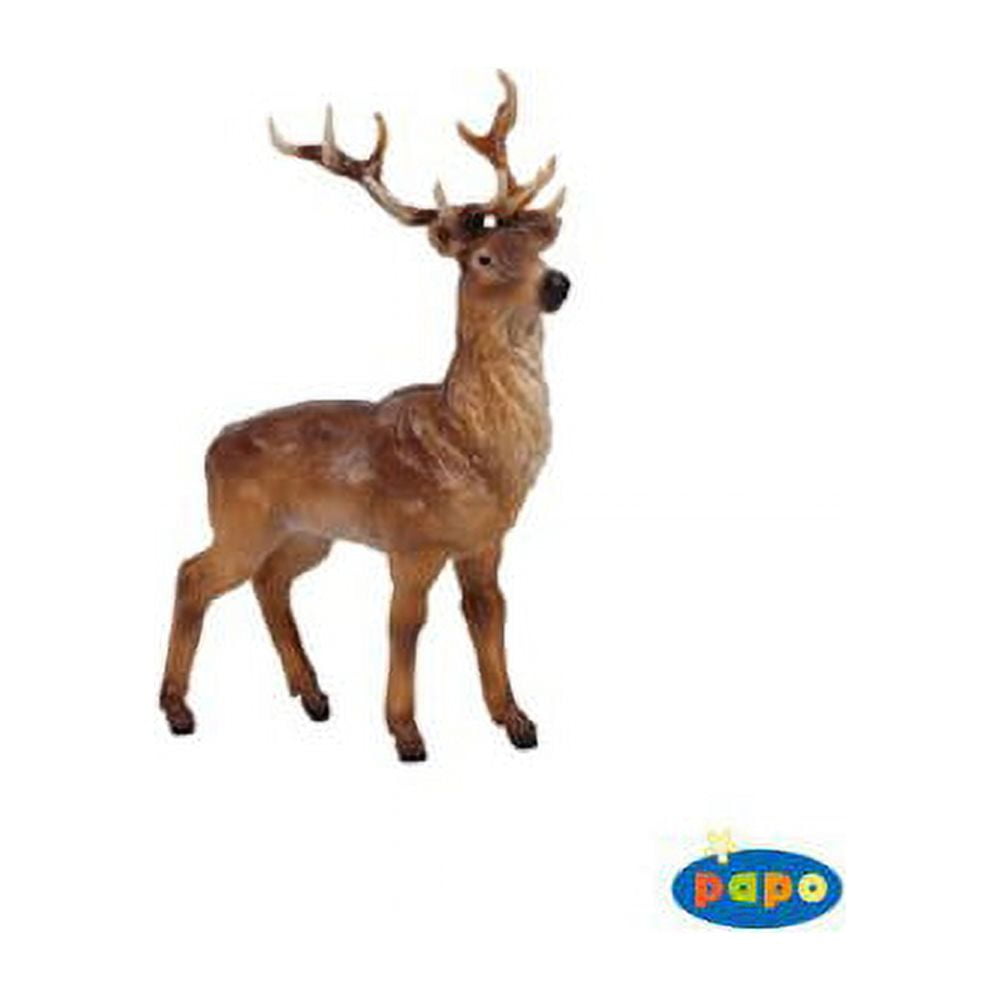 Hand-Painted Brown PVC Stag Figurine Toy Set