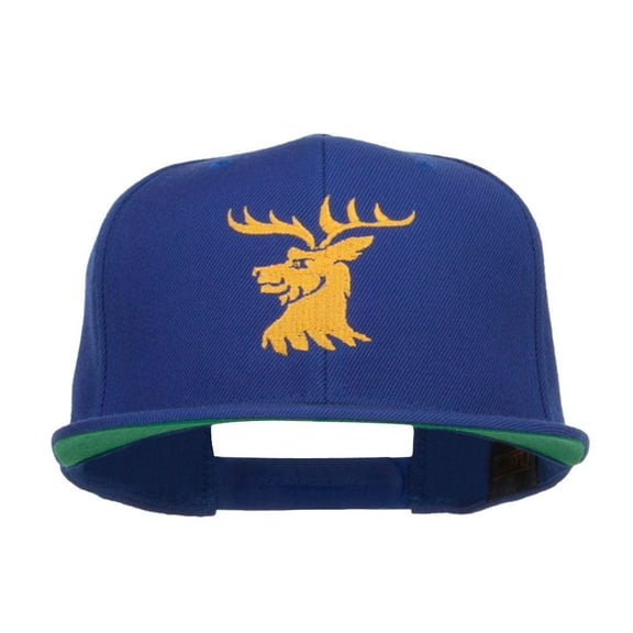 Stag Emblem Embroidered Snapback Cap - Royal OSFM