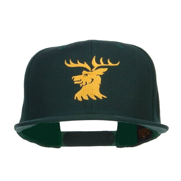 Stag Emblem Embroidered Snapback Cap - Spruce OSFM