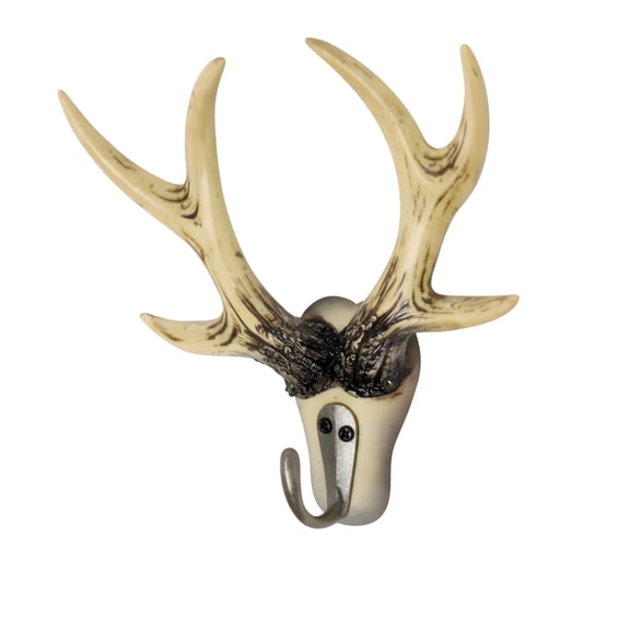 Stag Mount Wall Hook – Resin Rustic Lodge Cabin Decor, Antler Style Wall Hanger for Coat, Key, Hat Storage, Entryway Organizer for Home, Cabin or Lodge, Unique Gift for Hunters & Outdoor Lovers