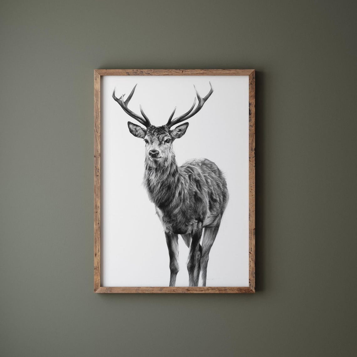 Stag Wall Art Print Deer Wall Art Wildlife Hunters Rustic Lodge Decor ...