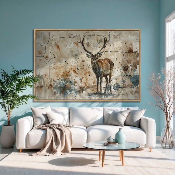 Stag Wall Art Rustic Deer, 8x12 UNFRAMED