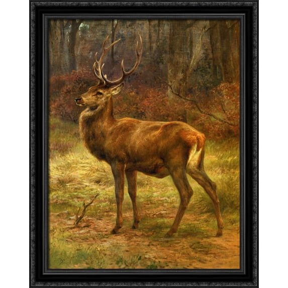 Stag in an Autumn Landscape 28x34 Large Black Ornate Wood Framed Canvas Art by Rosa Bonheur