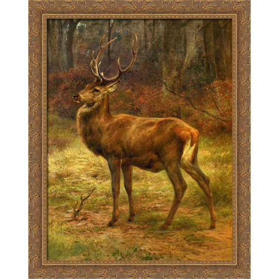 Stag in an Autumn Landscape 28x34 Large Gold Ornate Wood Framed Canvas Art by Rosa Bonheur