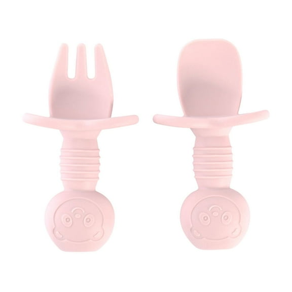 Stage 1 Baby Led Weaning Utensil Set For 6+ Months, Toddler Self Feeding Spoon And Fork With Easy Grip Silicone Handles, Soft On Gums, Safe And Easy To Clean