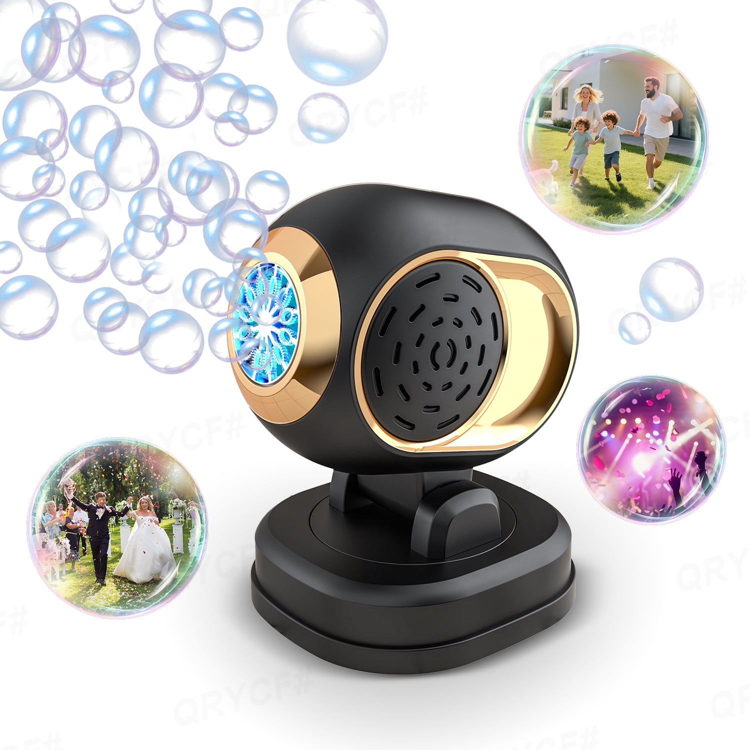 Stage Automatic Bubbles Machine, Electronic Bubble Blower Maker with Colorful Lights for Wedding & Birthday Parties Gifts(Black)