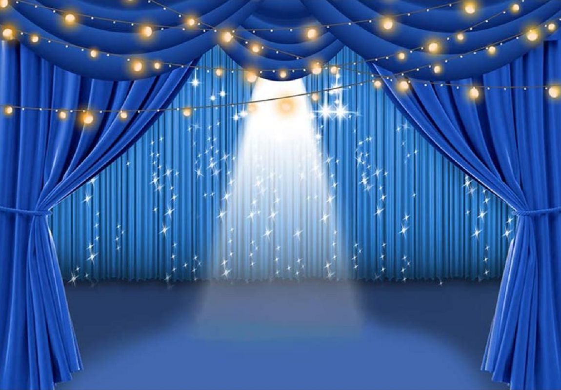 Stage Background Golden Custom Birthday Backdrop Banner ration Music ...