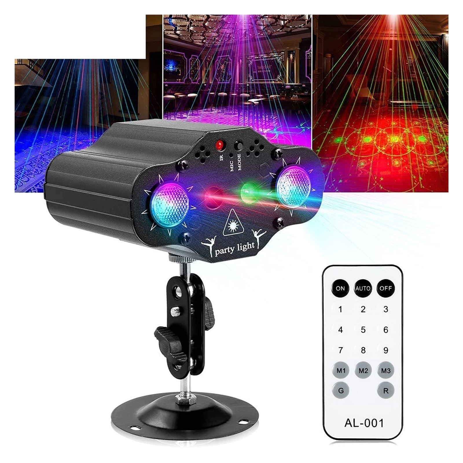 Stage DJ Party Projector Disco Voice Controlled Red Green Blue Strobe Lights Club Family Holiday Christmas Lights