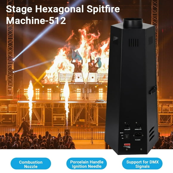 Stage Flame Effect Machine - Safe Cold Spark Pyro for DJ Parties (UL Certified, 15ft Flames, Wireless Remote - 120V US Plug)