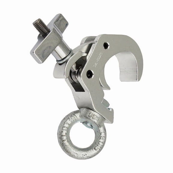 6-Pack Stage Lighting Truss Hook Clamp 48-51mm Tube 500kg Load Aluminum X-Quick Rig Eye Clamp with Ring 5005C Pipe Coupler (Silver)