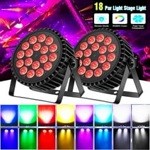 Stage Lights 18 LED DJ Par Lights RGBW Uplights w/ Remote DMX Party Lights for Wedding Christmas Birthday Disco 2Pack