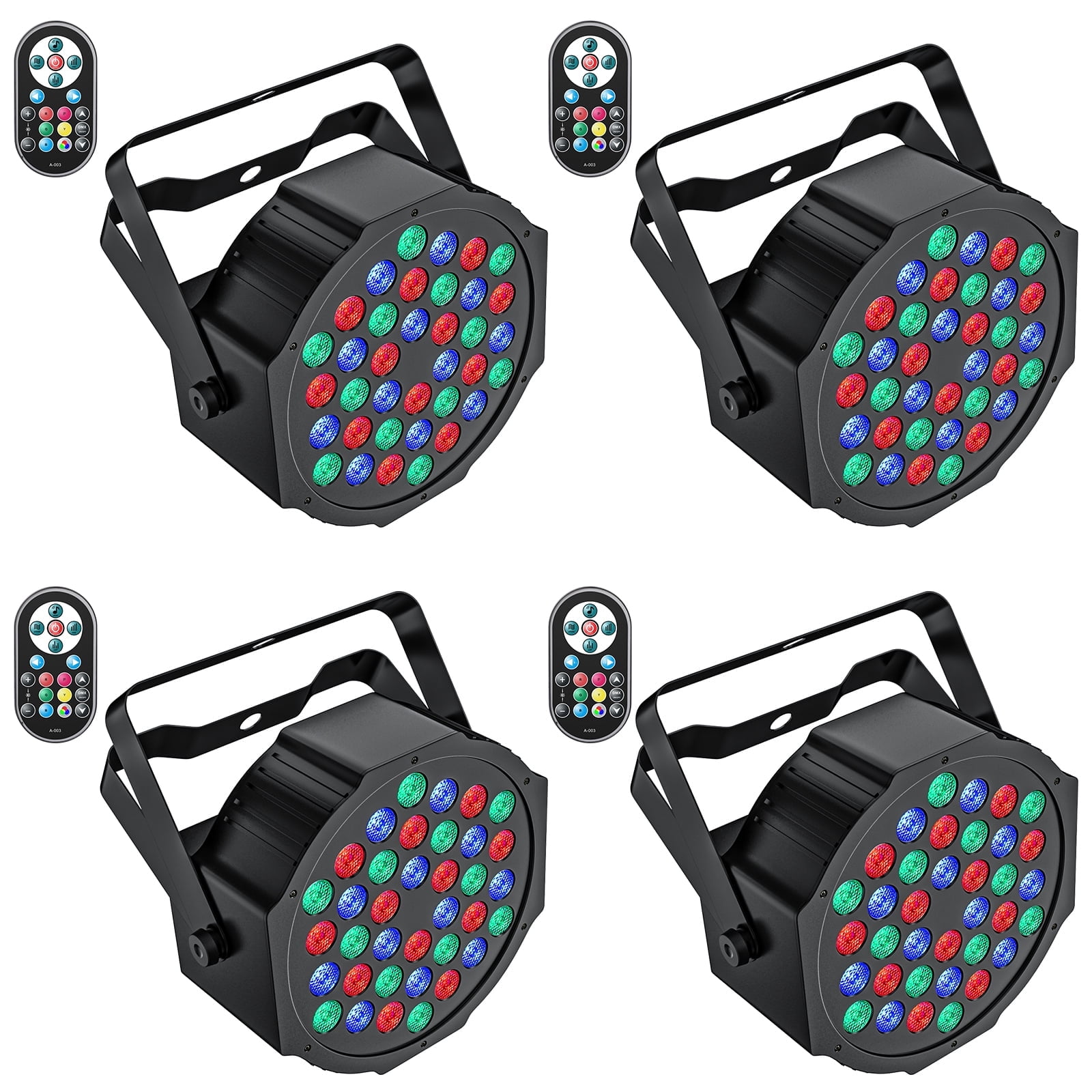 Stage Lights 36 LED Par Lights, RGB Uplights Stage Lighting Indoor for Christmas Halloween Music Party Disco Wedding, Remote Control, DMX Control Sound Activated Party Lights,4 Pack