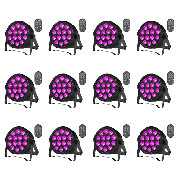 Stage Lights, 12 Pack LED Par Lights RGBW DJ Stage Lighting 14x6W Uplights for Events by Sound Activated and DMX Control for Wedding Church Live Show Disco Halloween Christmas Parties