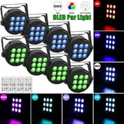 JAJALUYA Round DJ Par Light - 9LED RGBW DMX512 Sound-Active for Stage, Party, Bar 8-Pack