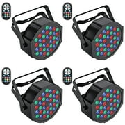 Stage Lights, Corded RGB 36 LED Round DJ Par Light,7CH DMX Stage Light,Sound Activated Party Uplighting w/ Remote Control for Wedding Club Christmas,4 Pack
